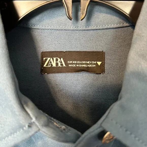 ZARA Denim Long Sleeve Mini Dress! - Picture 2 of 8